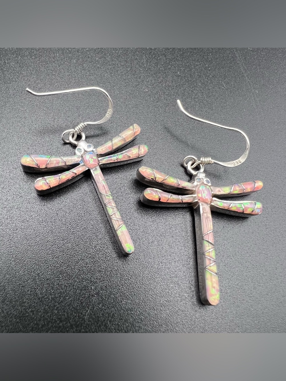 Opal Inlay Dragonfly Earrings